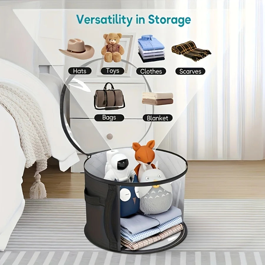 Extra‑Large Foldable Hat Storage Box with Clear Window – Non‑Woven, Stain‑Resistant