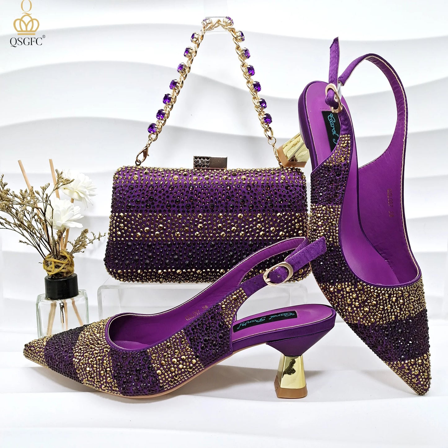 Italian Design Party Shoes with Matching Clutch Bag, Perfect for African Weddings and Women’s Heel Shoes and Bag Sets for Parties.