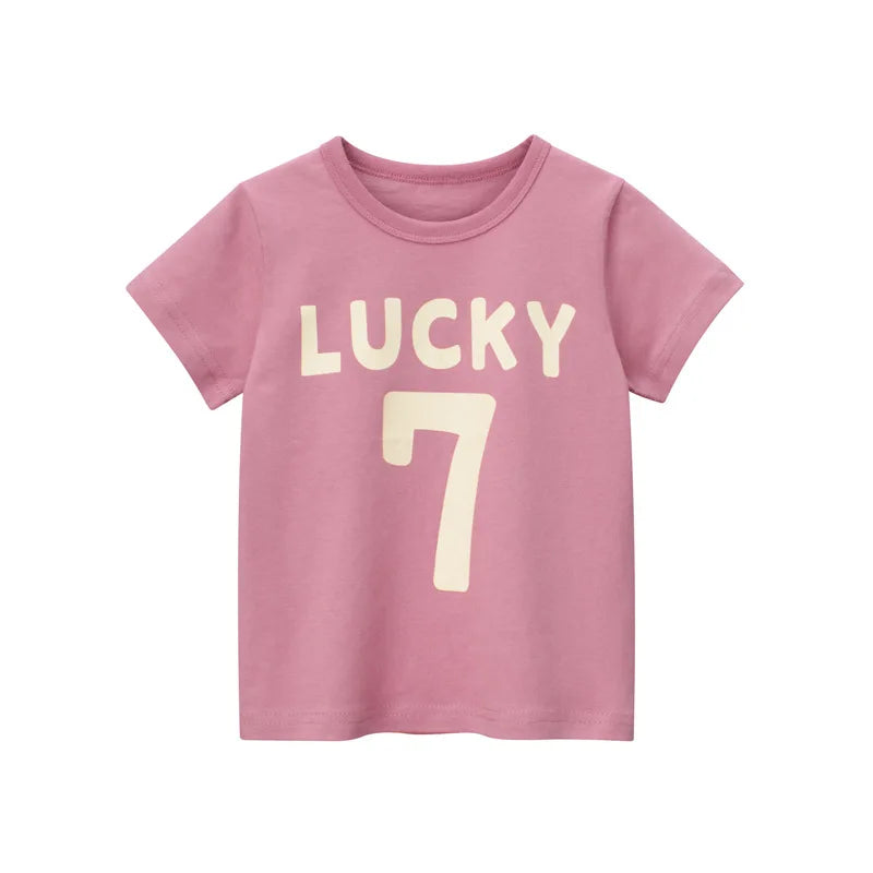 2-8 Years Summer Children Boys T-shirts Cartoon Printed Letter Baby Boy Short Sleeve Tops Kids T Shirts Toddler Clothes