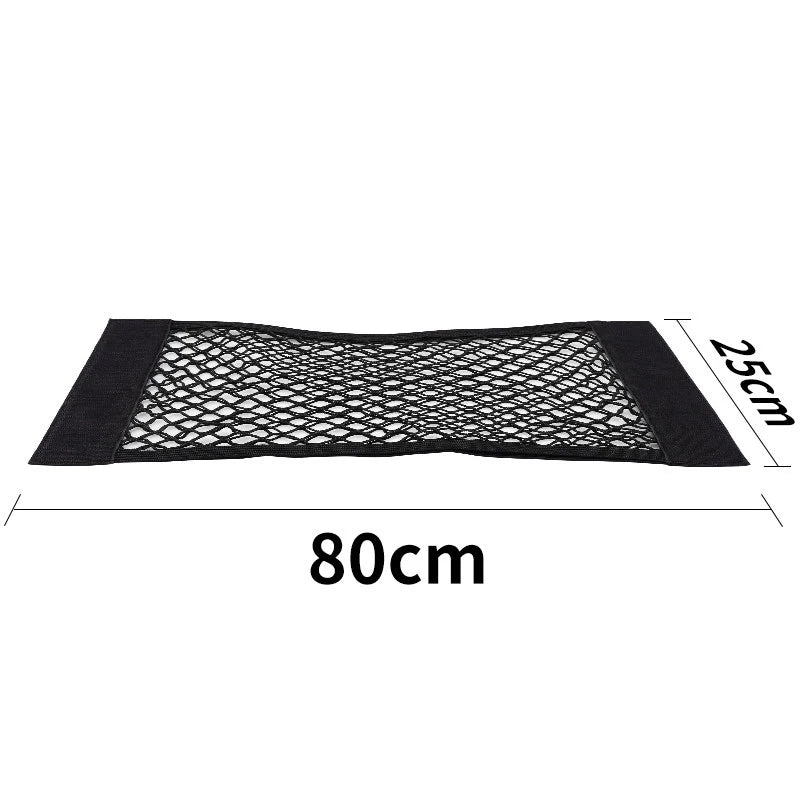Universal Car Trunk Mesh Organizer – Tailgate Storage Net & Seat‑Back Pocket with Magic Tape