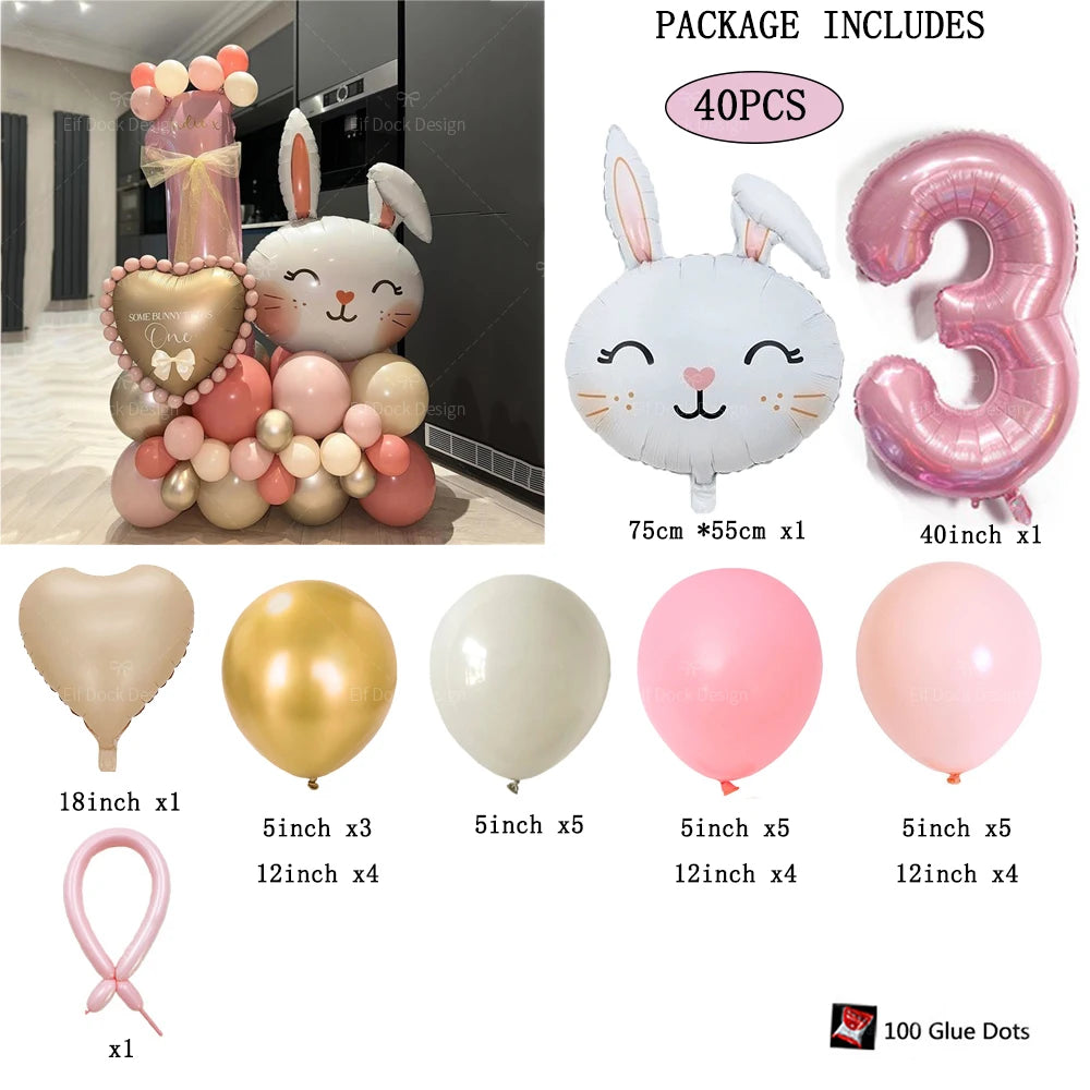 Easter Bunny Balloon with a Number for Kds Celebration