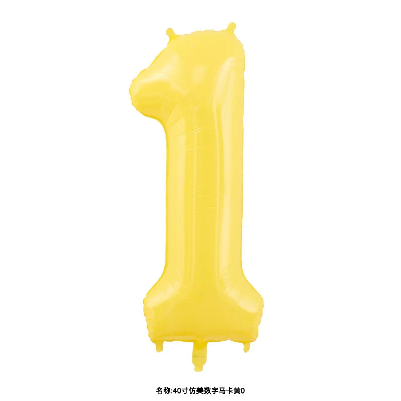 40‑Inch Yellow & White Macaron Daisy Number Foil Balloon