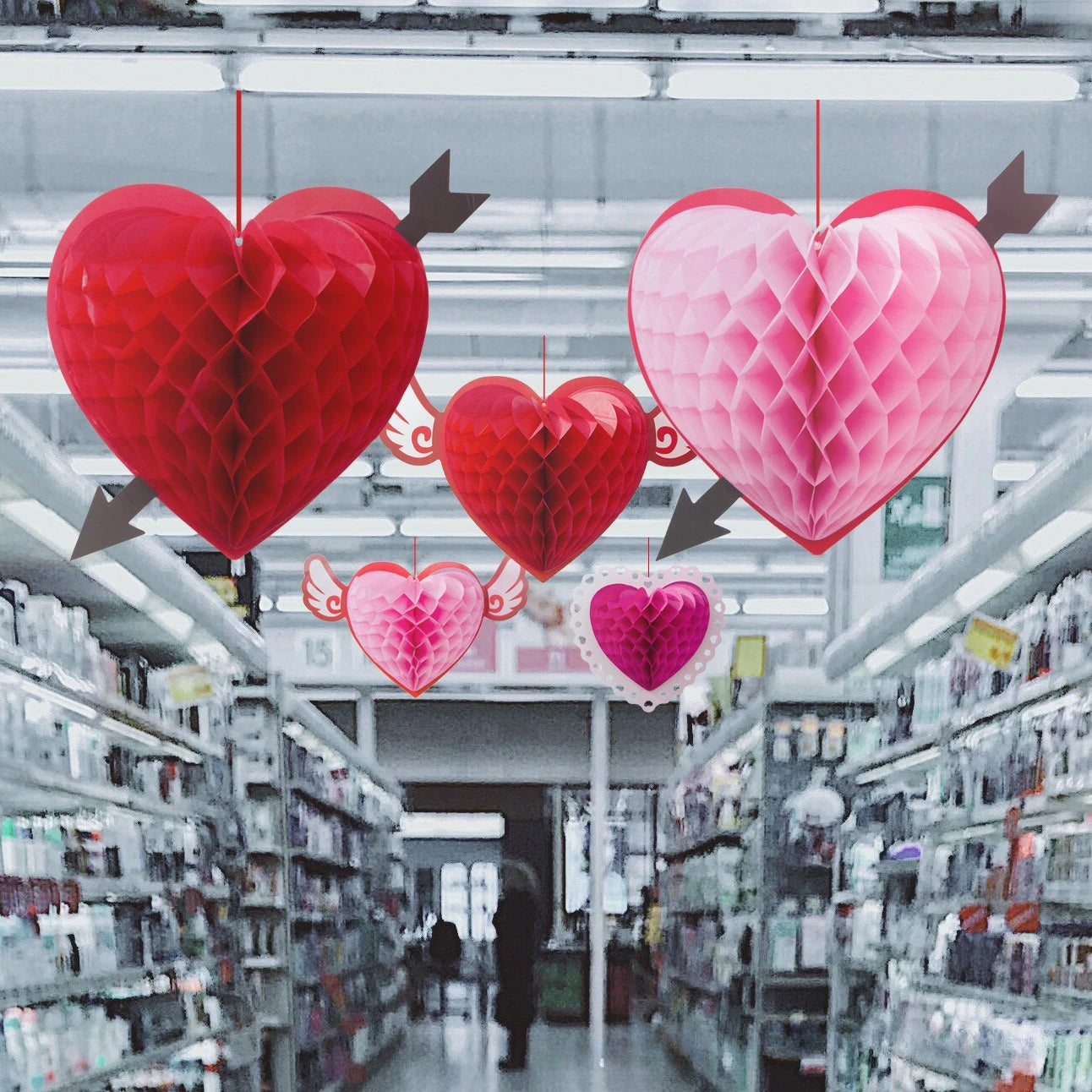 Honeycomb Love Wings Hanging Decor – Valentine’s Day & Wedding Room Decorations