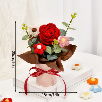 Crochet Flower Bouquet Mother's Day Gifts with LED Light String Hand Knitted Flowers Graduation Artificial Flowers Decor
﻿ 
﻿