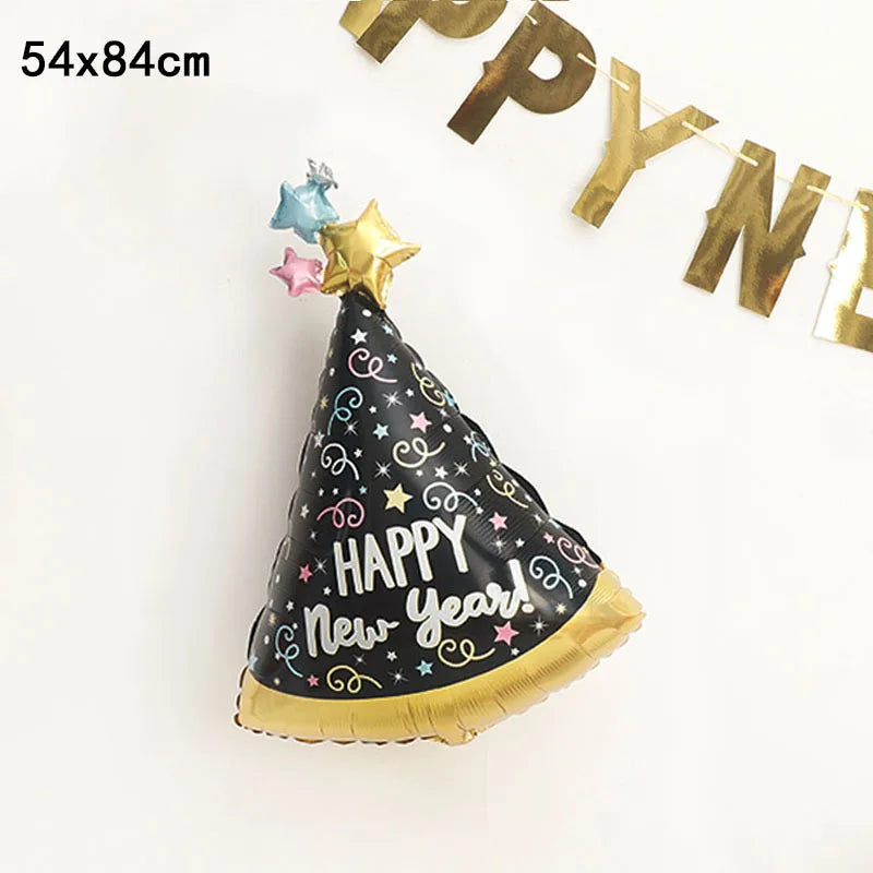 2026 New Year Foil Ballons Happy New Year Letter Banner Garland Party Decorations New Year Wine Bottle Star Round Photo Props