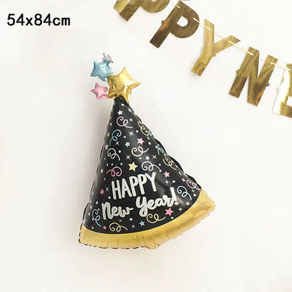 2026 New Year Foil Ballons Happy New Year Letter Banner Garland Party Decorations New Year Wine Bottle Star Round Photo Props