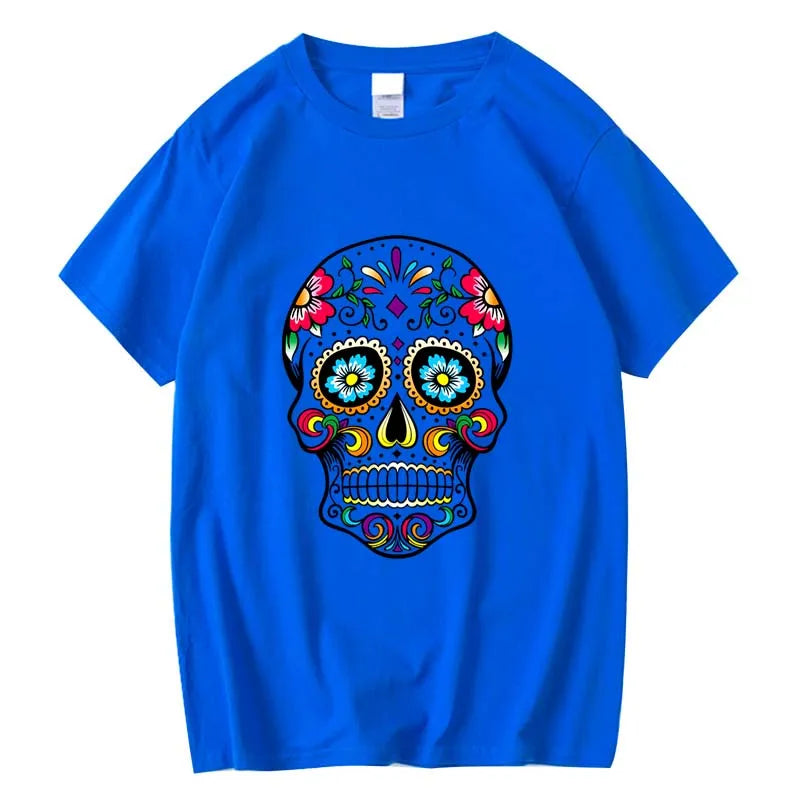 Men's T-shirt High Quality 100% Cotton Street Style Loose Cool Skull Printed Summer Men t shirt Casual Short Sleeve For Men
