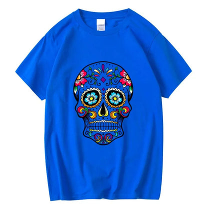 Men's T-shirt High Quality 100% Cotton Street Style Loose Cool Skull Printed Summer Men t shirt Casual Short Sleeve For Men