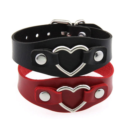 Punk Gothic Style PU Leather Faux Jewelry Heart Bracelet ,Male Female Lover Bangle Holiday Party Costume ﻿