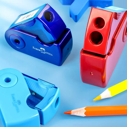 Mini Pencil Sharpener Single Double Hole Black/Red/Blue