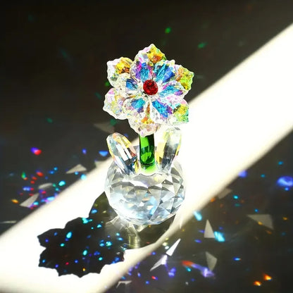 1pc crystal sunflower statue, glass flower decoration, romantic Valentine's Day wedding gift, decorative sun catcher collectible