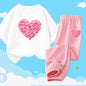 Teens Girls' 2-Piece Fashion Outfit: Princess Short Sleeve T-Shirt and Long Pants Tracksuit Set