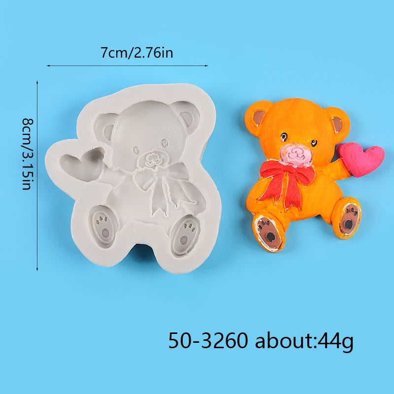 Bear Silicone Mold Cake Topper Fondant Chocolate Candy Cupcake Baking Cake Decorating Tools Polymer Clay Gum Paste Mold