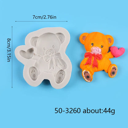 Bear Silicone Mold Cake Topper Fondant Chocolate Candy Cupcake Baking Cake Decorating Tools Polymer Clay Gum Paste Mold
