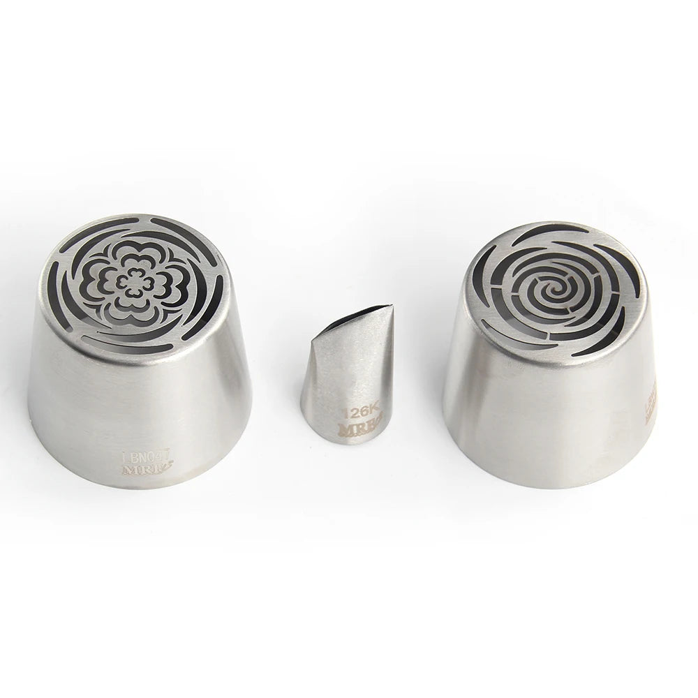 Russian pipeline flower nozzle oversize stainless steel cotton candy rose piping mouth cake decorative icing, cream bouquet DIY
