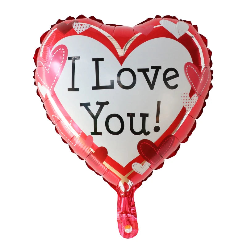 50‑Pack 18" Valentine’s Day Heart Foil Balloons – “I Love You” Helium Wedding & Romantic Party Decorations