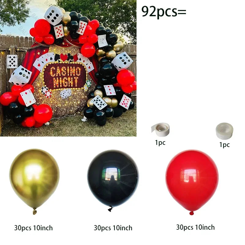 93pcs Cube Balloons Dice Playing Cards Foil Ballon Casino Theme Party Adult Birthday Decor Las Vegas Party Poker Theme Party