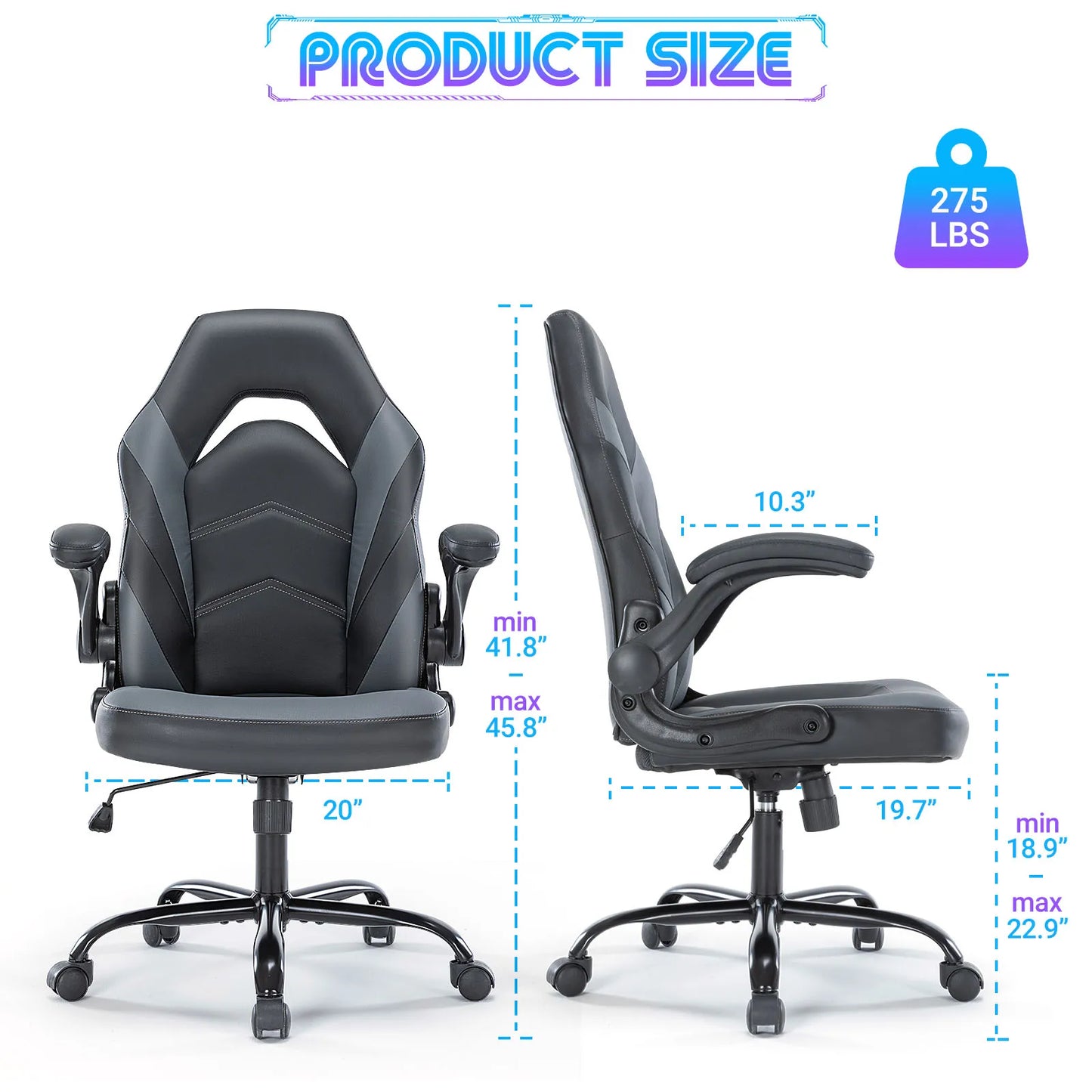 Office Desk  Computer Chair Ergonomic Adjustable PU Leather Racing Flip-up Armrest  JHK