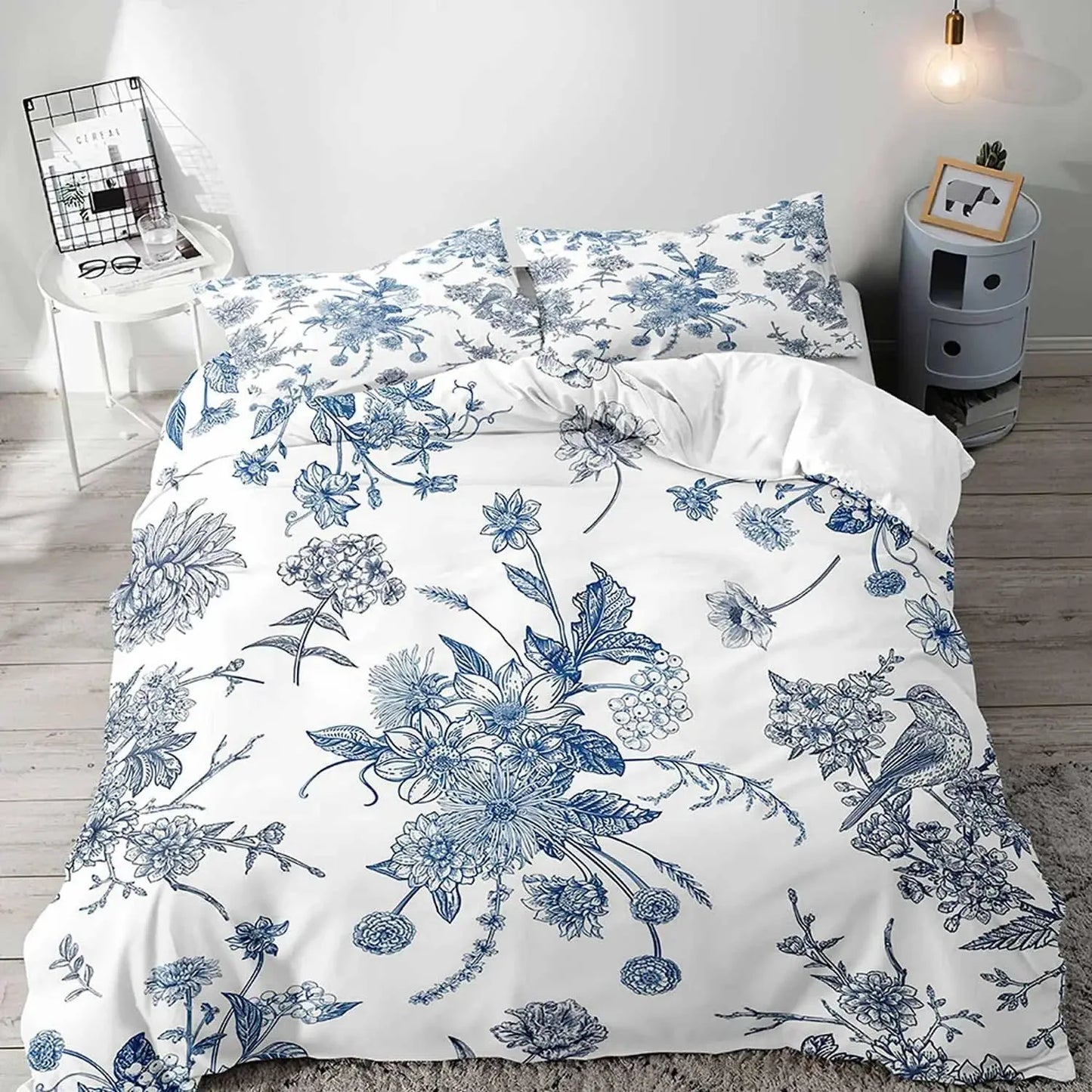 Botanical Leaves Duvet Cover Floral Print King Bedding Set Soft Microfiber Geometric Pattern Comforter Cover With 2 Pillowcases