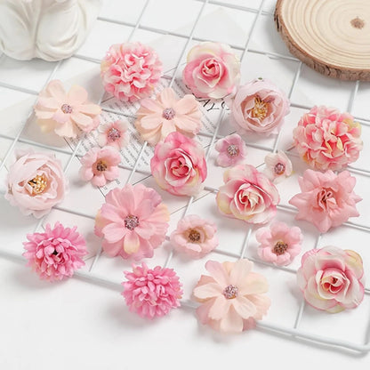 46Pcs Rose Artificial Flowers Heads for Home Decor Fake Flowers Garden Wedding Marriage Decoration Wreath Garland Gift Accessory