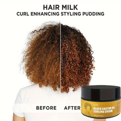 Black Castor Oil Curl Defining Cream: Non-Stick, Hydrates, Eliminates Frizz, Hair-Smoothing Anti-Frizz Cream