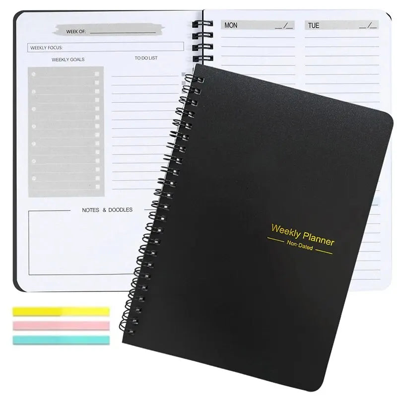 Weekly Undated Spiral Binding Notebook Agenda Planner A5