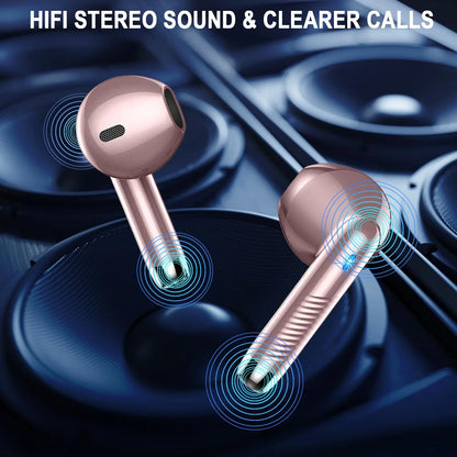 DRSAEC Wireless Earbuds, Bluetooth 5.3 Ear Buds LED Power Display Headphones, in-Ear Noise Cancelling Mic, 40H Playback.