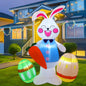 Easter Inflatable Outdoor Toys Easter Bunny Family Eggs Carrot with Build-in LEDs Blow Up Decorations for Party Yard Garden Lawn