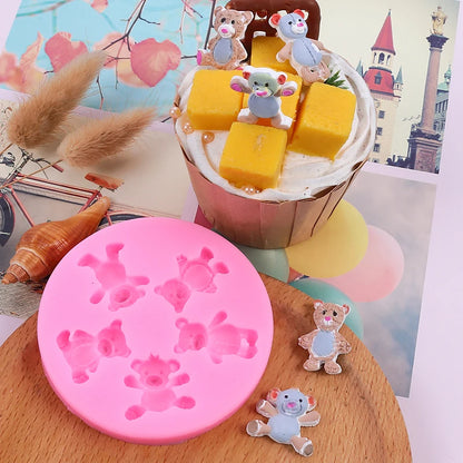 Bear Silicone Mold Cake Topper Fondant Chocolate Candy Cupcake Baking Cake Decorating Tools Polymer Clay Gum Paste Mold