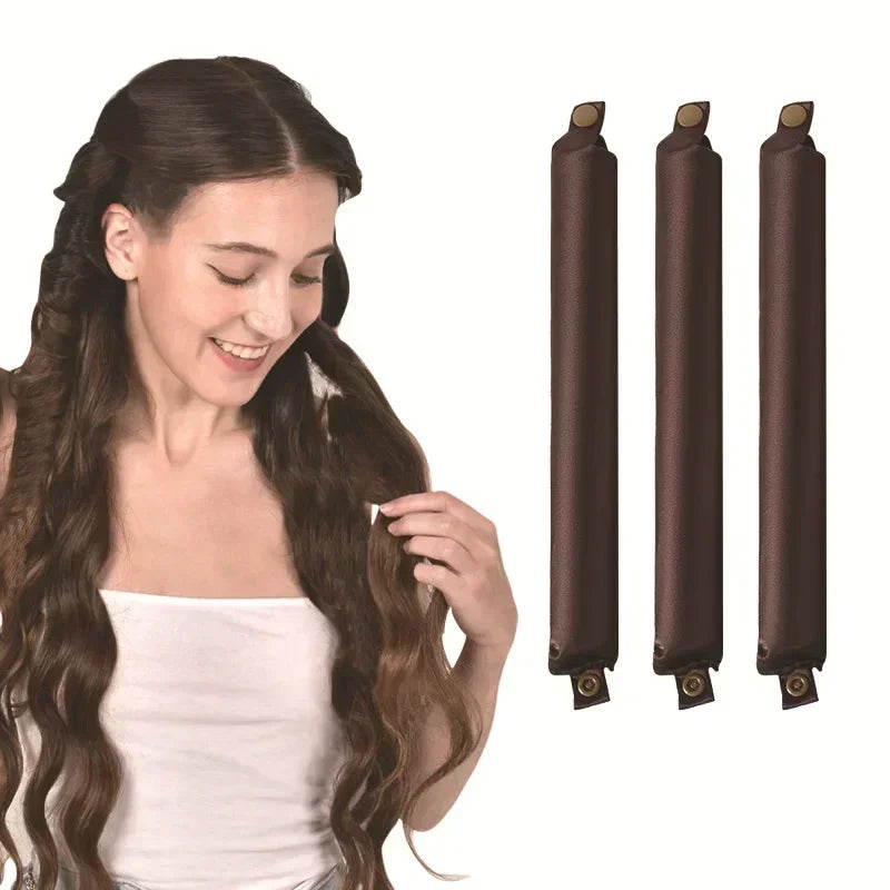 Heatless Satin Hair Curling Rod Headband – No‑Heat Soft Sleep Rollers for Effortless Lazy Curls