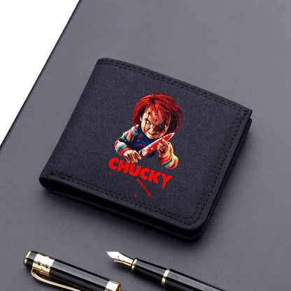Child's Play Chucky Canvas Men Wallet Black/blue/gray Card Holder Male Money Bag bank Holder Short Purse Credit Card Case Bag