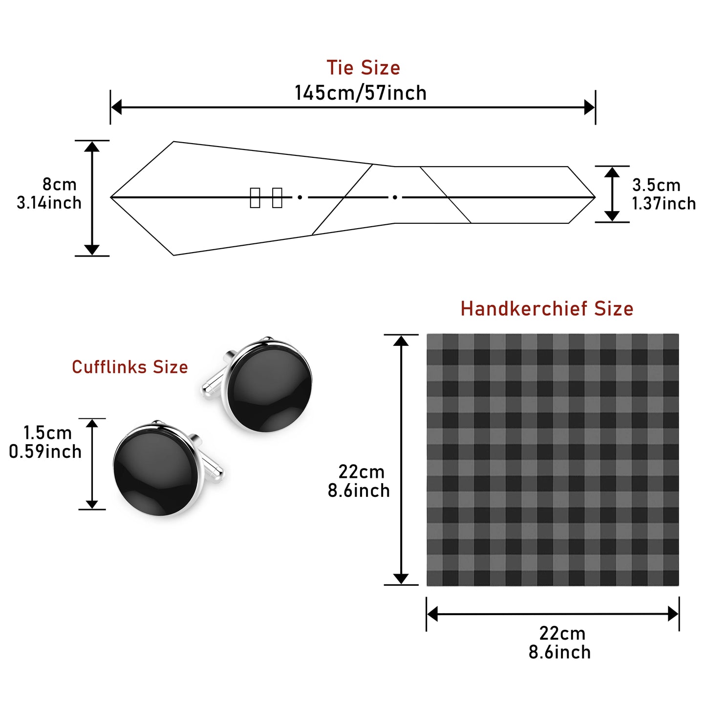 Tie Pocket Squares Cufflink Necktie Set