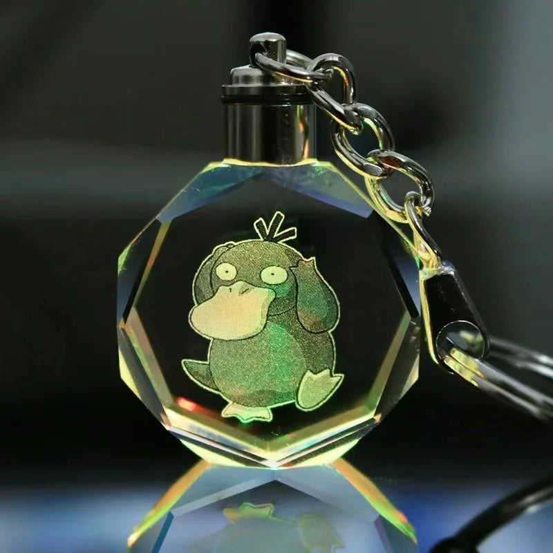 Pokemon Cartoons Anime Figure Pikachu Charizard Mewtwo Eevee Crystal  Collection Luminous Keychain Pendant Model  Kids Toy Gift