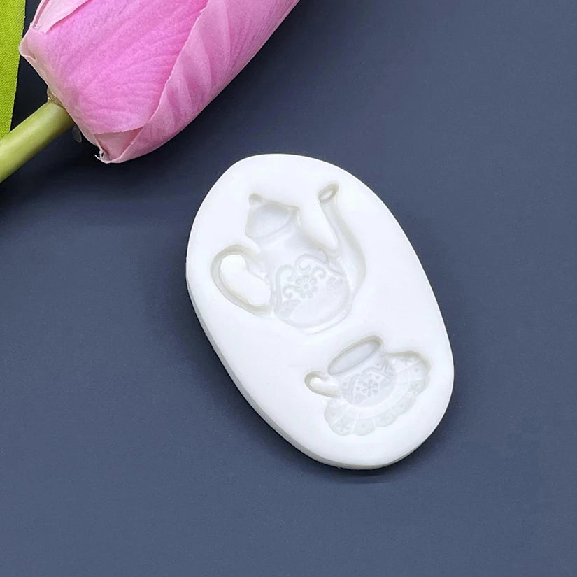 Tea Party Silicone Mold Sugarcraft Chocolate Cupcake Baking Mold Fondant Cake Decorating Tools