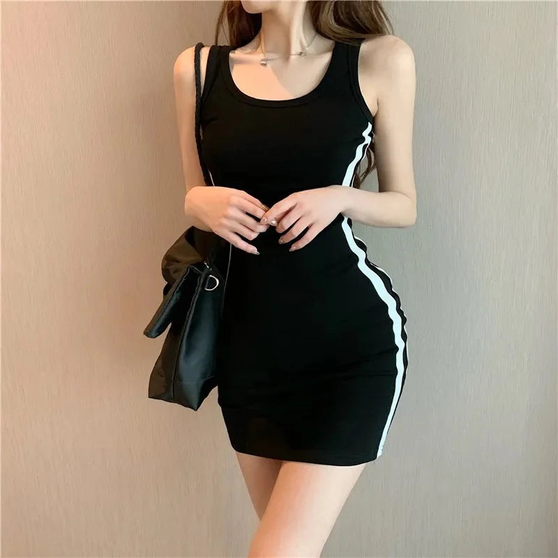 Women's Casual Sheath Spaghetti Strap Sleeveless Sexy Stretch Slim Dress