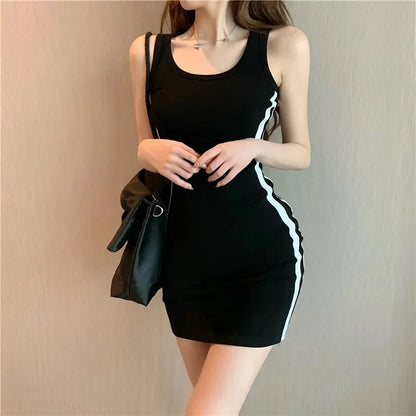 Women's Casual Sheath Spaghetti Strap Sleeveless Sexy Stretch Slim Dress