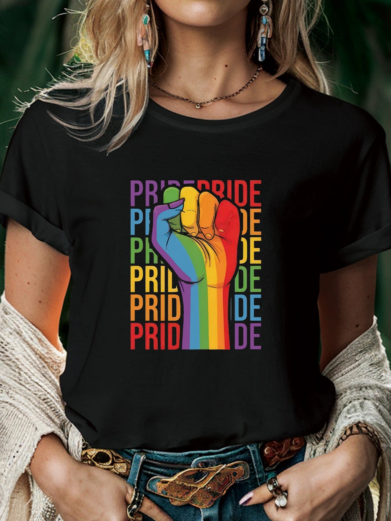 Pride Rainbow Fist Women T Shirt