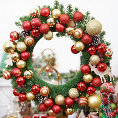 50pcs Christmas Ornaments Set - Shiny Red & Golden Decor Balls with 9 Unique Styles Perfect for Party Decorations