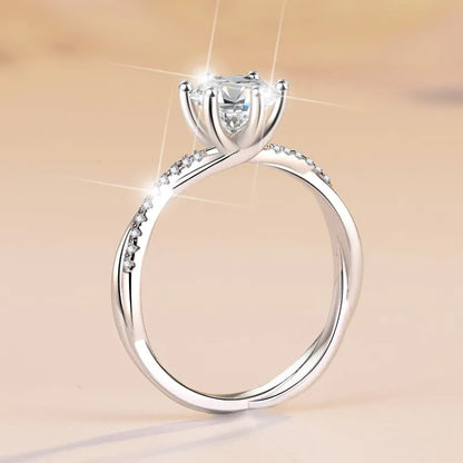 D Colour Moissanite S925 Sterling Silver 1CT Brilliant Diamond Ring Delicate Birthday Wedding Gift Women Band Fine Jewelry