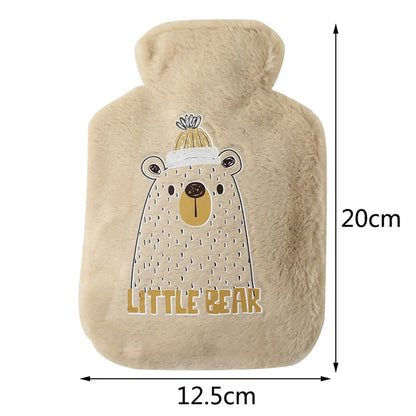 Cute Cartoon Plush Hot Water Bottle: Rabbit and Bear Designs, Velvet, Portable Hand Warmer for Women/Men