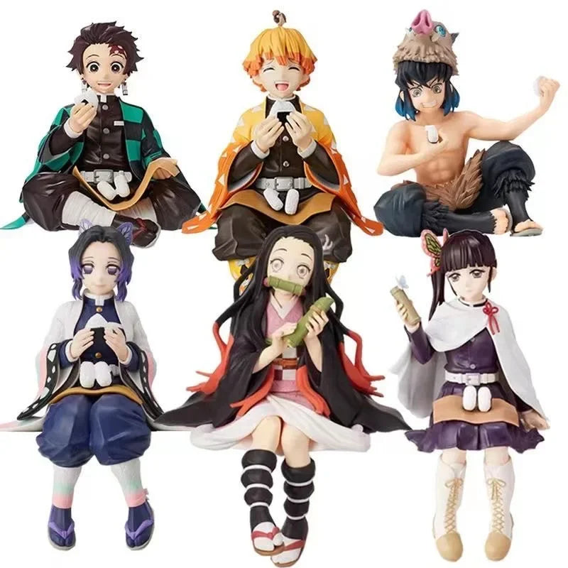 Hot Anime Demon Slayer Sit Eating High Quality Rice Figure All Style Tanjirou Nezuko Kyoujurou Tengen Tokitou Muichirou Figurine