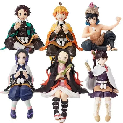 Hot Anime Demon Slayer Sit Eating High Quality Rice Figure All Style Tanjirou Nezuko Kyoujurou Tengen Tokitou Muichirou Figurine