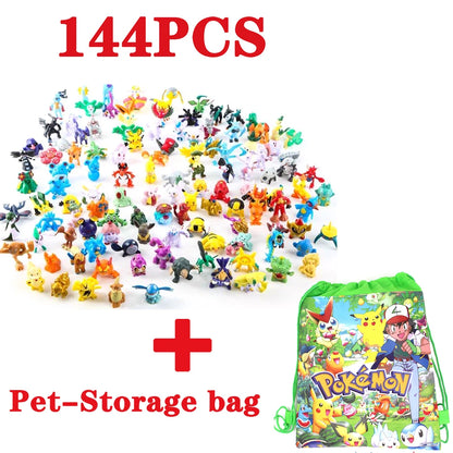 144pcs Pokemon Pikachu Action Figure Toys Mini Figures Model Toy Pikachu Anime Kids Doll Birthday Christmas Gifts