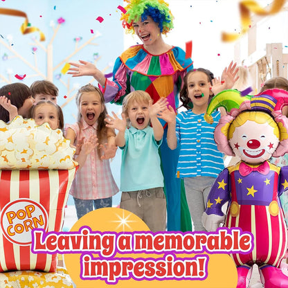 Giant Smiling Popcorn Clown Foil Balloon – Circus & Carnival Party Decoration