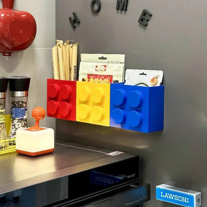 Magnetic Refrigerator Storage Box Tableware Container Creative Block-shaped Kitchen Organizer Holiday Themed Decor Tools
