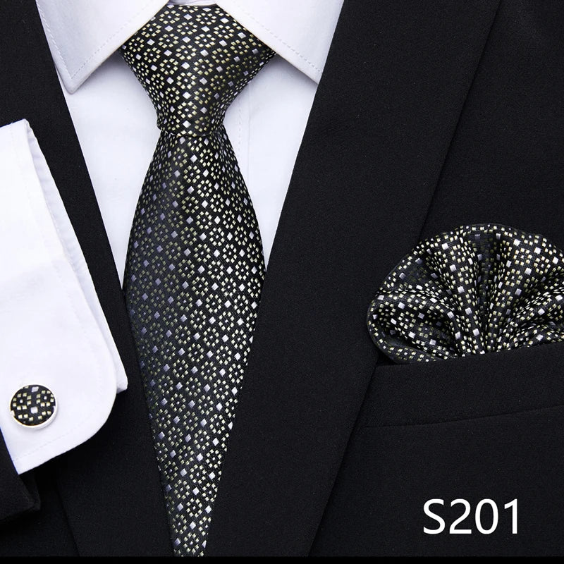 Tie Pocket Squares Cufflink Necktie Set