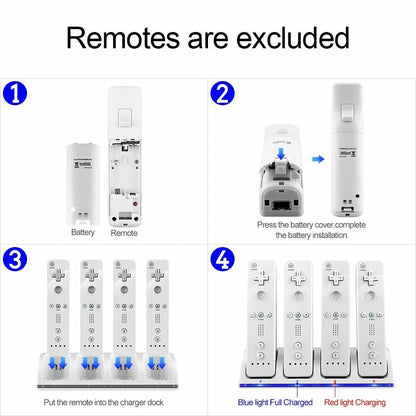 For Nintendo Wii Gamepad 2pcs/4pcs Rechargeable Batteries+Battery Charger For Wii Remote Controller Charging Dock Station