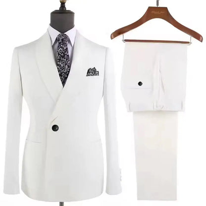 Men’s Double‑Breasted Suit Set – Metal Buckle Edition (Blazer + Trousers)