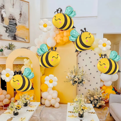 7‑Piece Cartoon Bee & Daisy Foil Balloon Party Set
