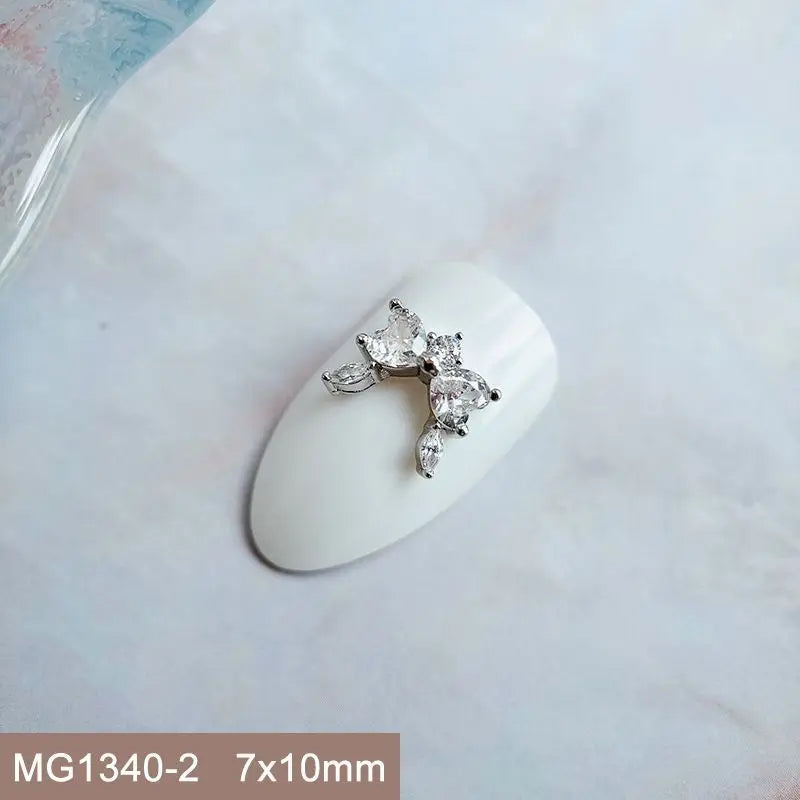 10pcs/lot Luxury No Fading Bow Butterfly Arc Nail Art Parts Zircon Crystal Manicure Nails Accesorios Supplies Decorations Charms